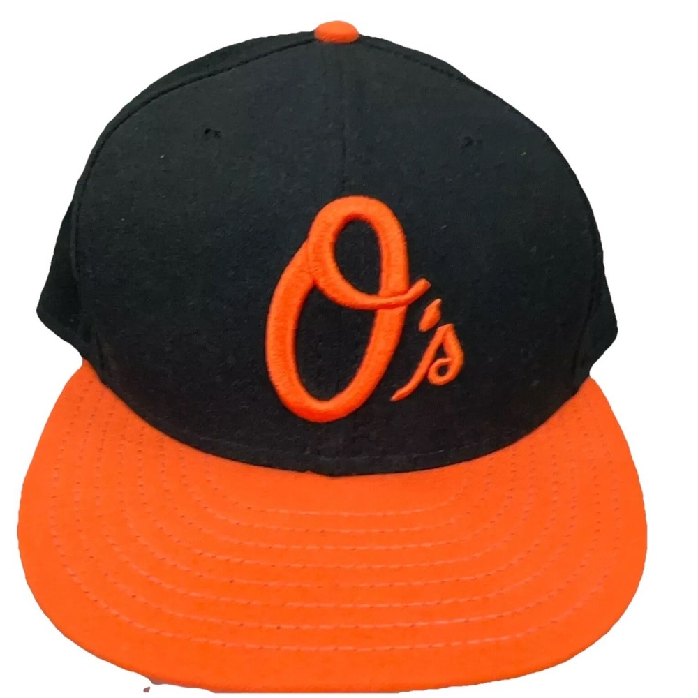 Baltimore Orioles Hat Cap Fitted 7 5/8 Orange Black Dome Plain Logo VTG USA Made